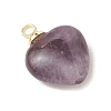 Natural Amethyst & Flower Amazonite & Lapis Lazuli & Rose Quartz Heart Charms PALLOY-JF04889-02-4