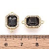 Brass Micro Pave Clear Cubic Zirconia and Glass Connector Charms KK-N287-28G-3
