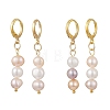 Round Natural Cultured Freshwater Pearl Leverback Earrings EJEW-JE06971-3