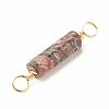 Natural Leopard Skin Jasper Connector Charms PALLOY-JF01454-04-5