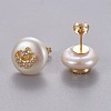 Natural Pearl Stud Earrings EJEW-L231-17G-2