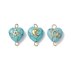 Mixed Gemstone Heart Links Connector Charms with Golden Tone Sun Moon Star Metal Slices PALLOY-JF02762-3