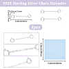 3Pcs Sterling Silver Chain Extender STER-BBC0009-70B-2