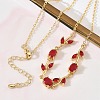 Brass Pave Cubic Zirconia Rose Flower Link Cable Chain Necklaces for Women NJEW-C121-05B-07G-1