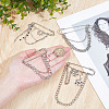 4Pcs 4 Styles Zinc Alloy Hanging Chain Brooches JEWB-DR0001-06-3