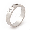 Non-Tarnish 304 Stainless Steel Moon and Star Finger Ring for Women RJEW-A006-02P-3