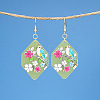 Polygon with Bird Pattern Acrylic Dangle Earrings FS-WG54A2C-01-1