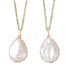 Baroque Natural Keshi Pearl Teardrop Pendant 304 Stainless Steel Cable Chain Necklaces for Women NJEW-JN05757-2
