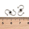 304 Stainless & Natural Obsidian S-Hook Clasps SA-CBA3073-02P-01-3