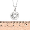 Flat Round with Heart 304 Stainless Steel Pendant Necklaces NJEW-H059-15P-5