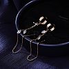 Brass Clear Cubic Zirconia Horse Eye Tassel Dangle Earrings FS-WGA0198-01-3