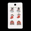 Christmas Wood Stud Steel Needle Earrings EJEW-U016-03P-02-1