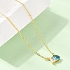 Brass Pave Cubic Zirconia Rectangle & Teardrop Pendant Cable Chain Necklaces KK-CBAB173-05G-05-2