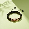 2Pcs 2 Style Natural Obsidian & Synthetic Hematite Braided Bead Bracelets Set with Cubic Zirconia Leopard BJEW-JB08119-3