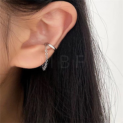 Metallic Tassel Chain Clip-on Earrings for Daily Wear XL8272-2-1