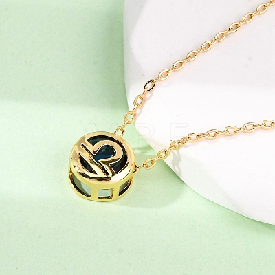 Brass Pave Cubic Zirconia Birth Stone Constellation Pendant Cable Chain Necklaces LS-NJEW-D334-01G-10-1