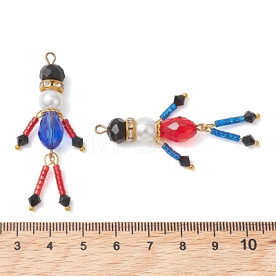 2Pcs Glass Seed Bead and Pearlized Glass Pearl Big Pendants PALLOY-MZ01289-1