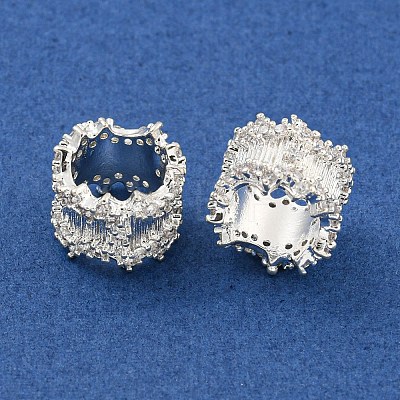 Rack Plating Brass Micro Pave Clear Cubic Zirconia European Beads KK-L215-311S-1