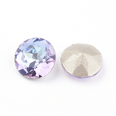 Pointed Back & Back Plated Glass Rhinestone Cabochons LS-RGLA-J012-8mm-001VL-1
