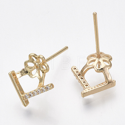 Brass Micro Pave Cubic Zirconia Earring Findings KK-S356-050G-NF-1