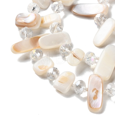Boho Glass & Dyed Natural Shell Beaded Chips 3 Layer Necklaces for Women NJEW-H047-01B-1