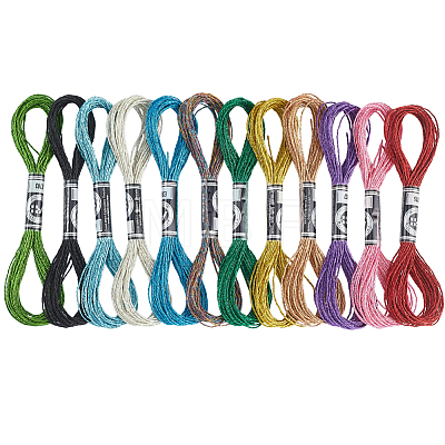 12 Skeins 12 Colors 12-Ply Metallic Polyester Embroidery Floss OCOR-CY0004-57-1