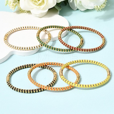 304 Stainless Steel Enamel Bangles for Women BJEW-D408-37G-1