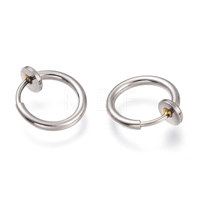 304 Stainless Steel Retractable Clip-on Hoop Earrings STAS-O135-01F-1