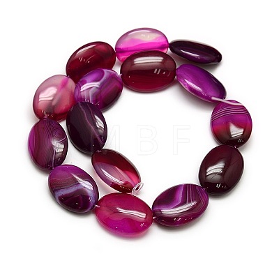 Natural Striped Agate/Banded Agate Oval Bead Strands G-L175A-M-1