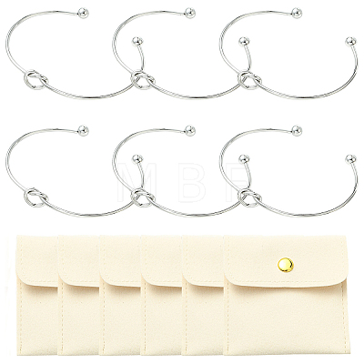 6Pcs Knot Shape Cuff Bangle BJEW-YW0001-19-1