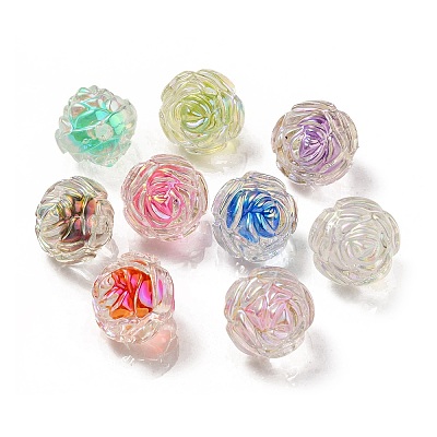 UV Plating Rainbow Iridescent Acrylic Beads OACR-P010-20-1