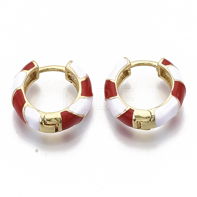 Brass Huggie Hoop Earrings EJEW-S209-04D-1