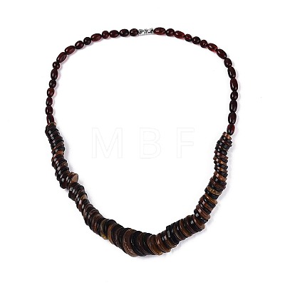 Natural Amber Disc and Rice Graduated Beaded Necklaces NJEW-T019-08-1