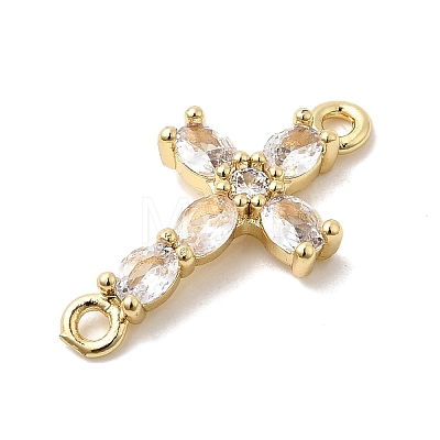 Brass Pave Clear Cubic Zirconia Connector Charms KK-H529-39A-G-1
