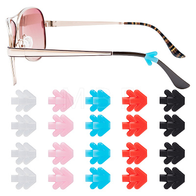 DELORIGIN 20 Pairs 5 Colors Arrow Silicone Eyeglasses Ear Grips Sleeve Holder AJEW-DR0001-20-1