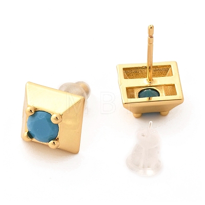 Brass Micro Pave Cubic Zirconia Stud Earrings EJEW-F273-14B-G-1