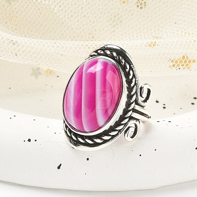 Natural Banded Agate Adjustable Rings RJEW-I108-01AS-11-1