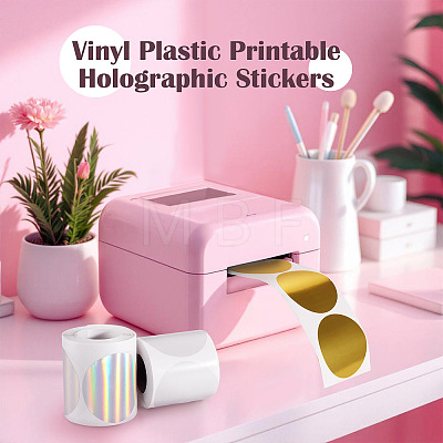 3 Rolls 3 Styles Vinyl Plastic Printable Holographic Stickers OFST-TA0001-10C-1