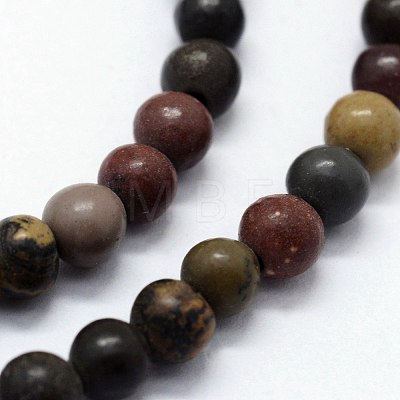 Natural Dendritic Jasper Beads Strands G-I199-20-6mm-1