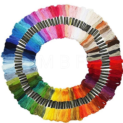 100 Skeins 100 Colors Polyester Embroidery Threads for Cross Stitch SENE-PW0002-046-1
