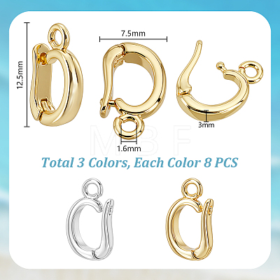 16Pcs 2 Colors Brass Micro Pave Cubic Zirconia Pendants Bails KK-GA0002-08-1