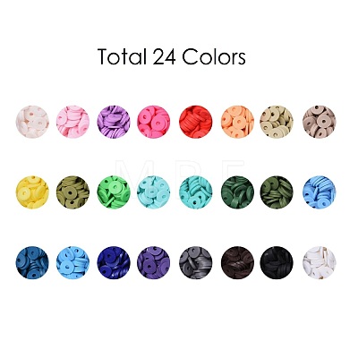 240G 24 Colors Handmade Polymer Clay Beads CLAY-JP0001-07-8mm-1