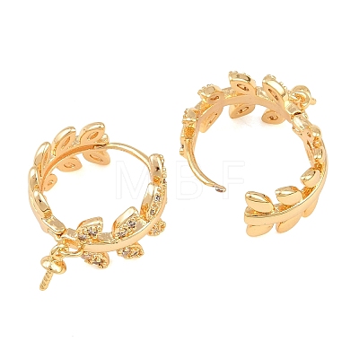 Brass Micro Pave Cubic Zirconia Huggie Hoop Earring Findings KK-CBA2DE6-19G-1