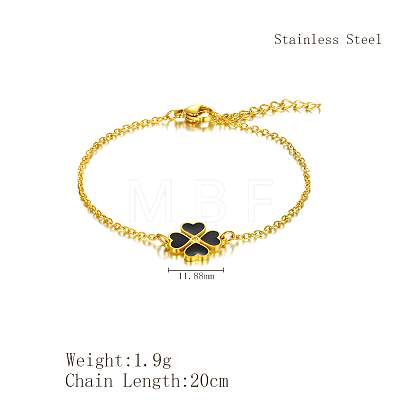 Stainless Steel Heart-shape Clover Link Bracelets OH1703-2-1