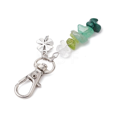 3Pcs 3 Styles Natural Peridot & Quartz Crystal & Green Aventurine & Malachite Chips Pendant Decorations HJEW-JM02338-1