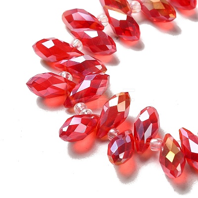 Electroplate Glass Faceted Teardrop Beads Strands EGLA-D014-M-1