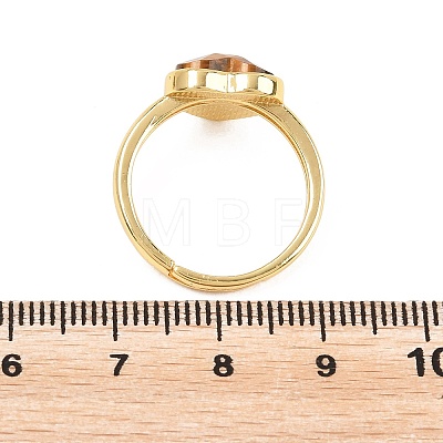 Natural Gemstone Finger Rings with Brass Findings G-H353-03G-1