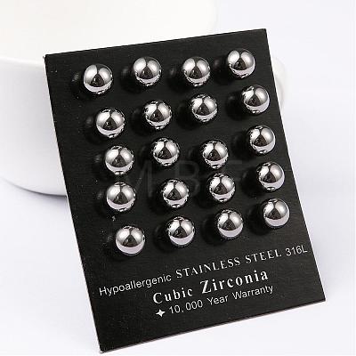 Tarnish Resistant 304 Stainless Steel Ball Stud Earrings EJEW-2224-8mm-P-1