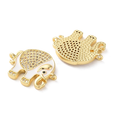 Rack Plating Brass Micro Pave Clear Cubic Zirconia Connector Charms KK-C084-02G-03-1