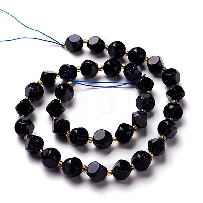 Synthetic Blue Goldstone Beads Strand G-M367-36B-1